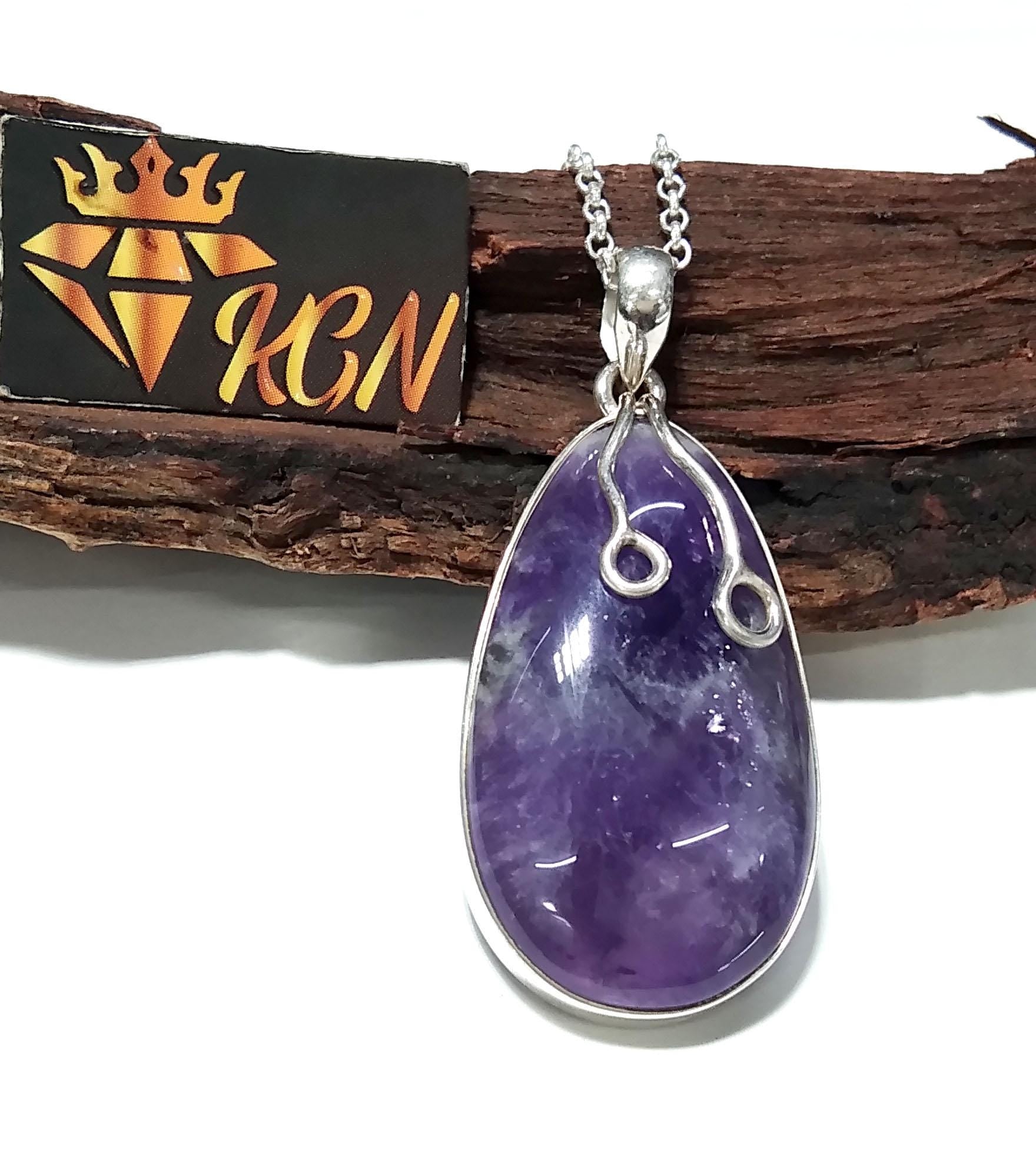 Natural Amethyst Gemstone Chain Pendant Necklace, Solid 925 Starling Silver Pendant, Stylish Pendant Jewelry, Gift Wedding Pendant Jewelry